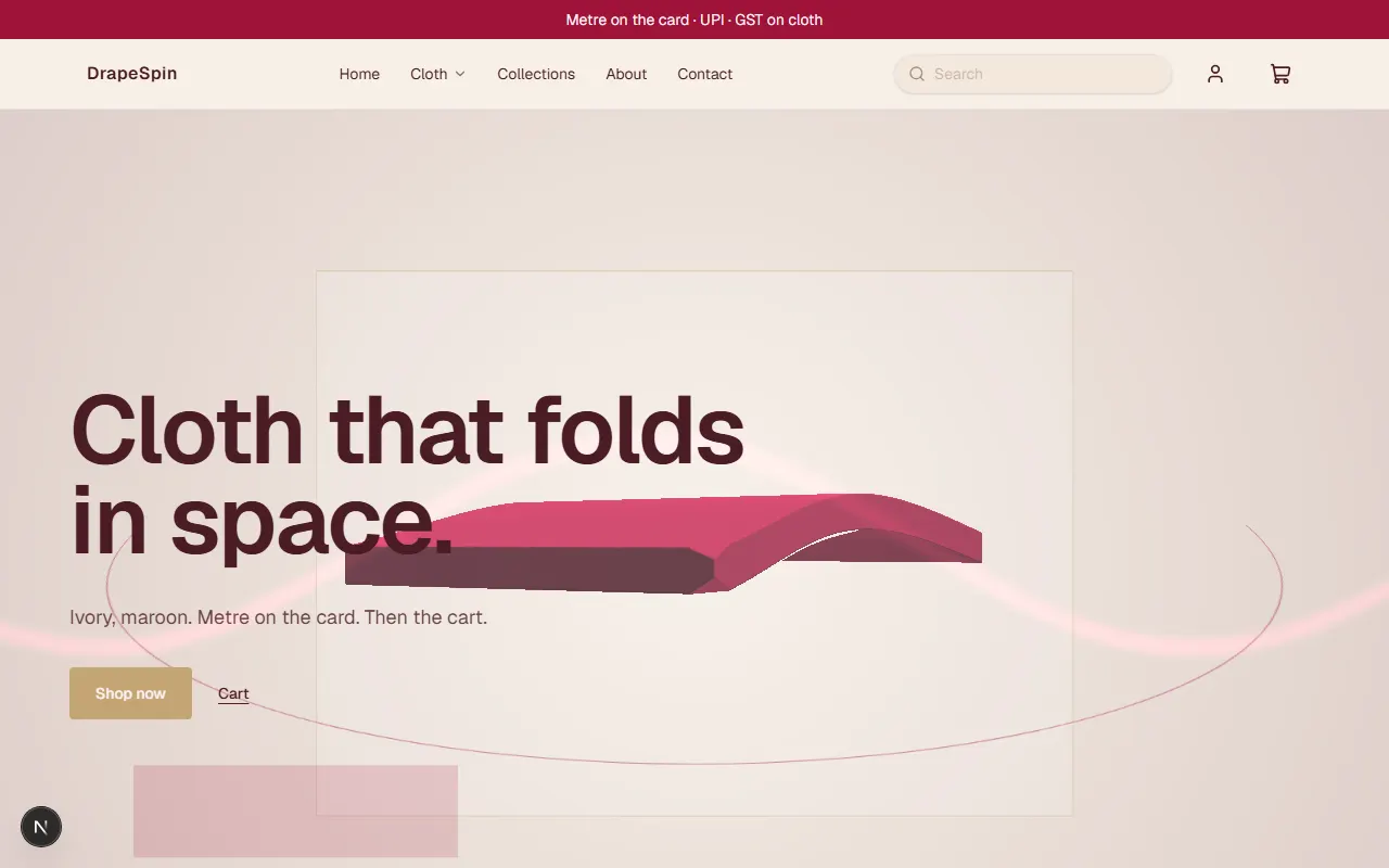 DrapeSpin storefront preview